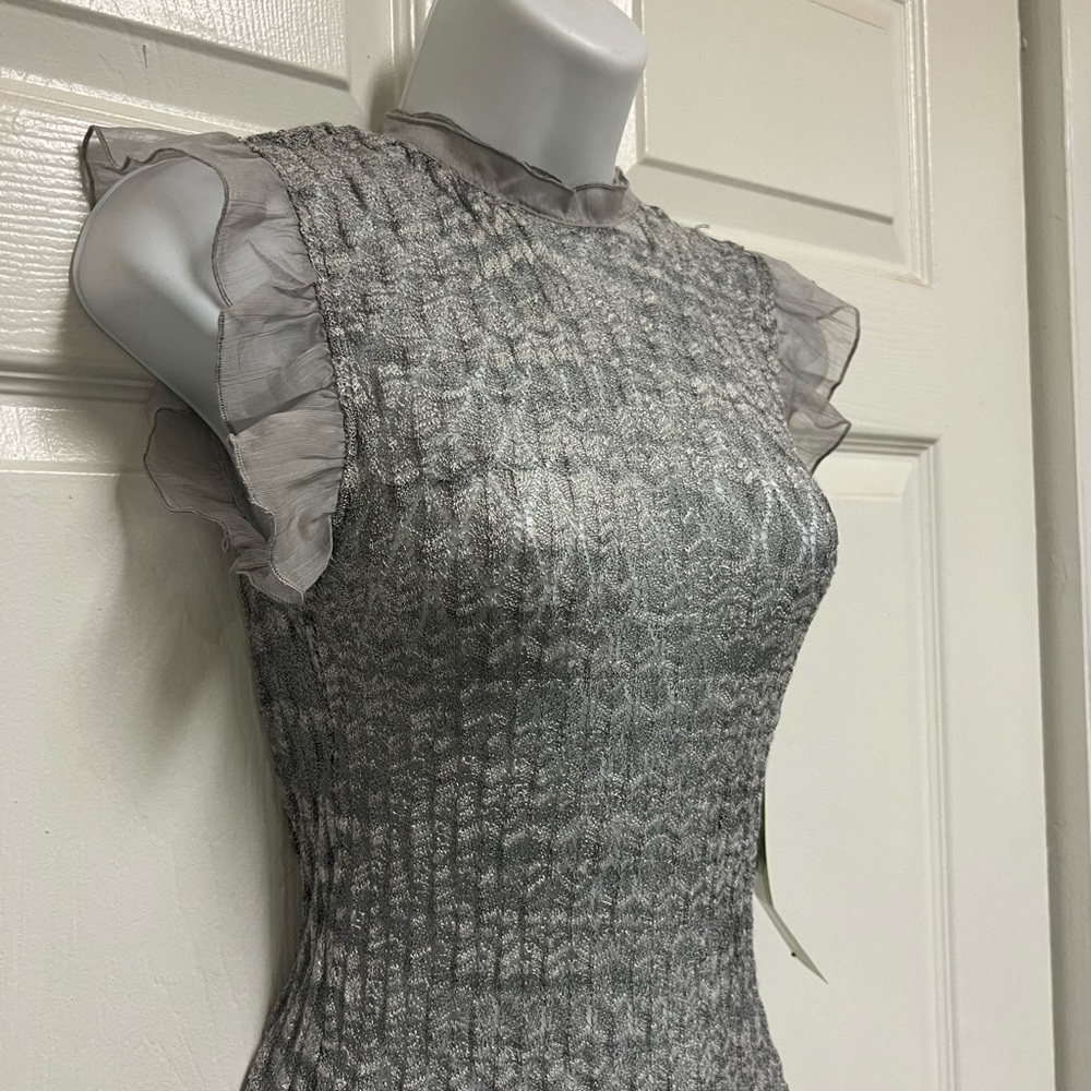 PRESS Grey Ruffled Knit Top - Picture 4 of 10